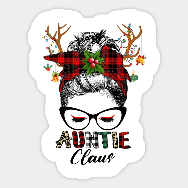 Auntie Claus Reindeer Messy Bun Wink Eye Christmas Family Matching Sticker by Magazine